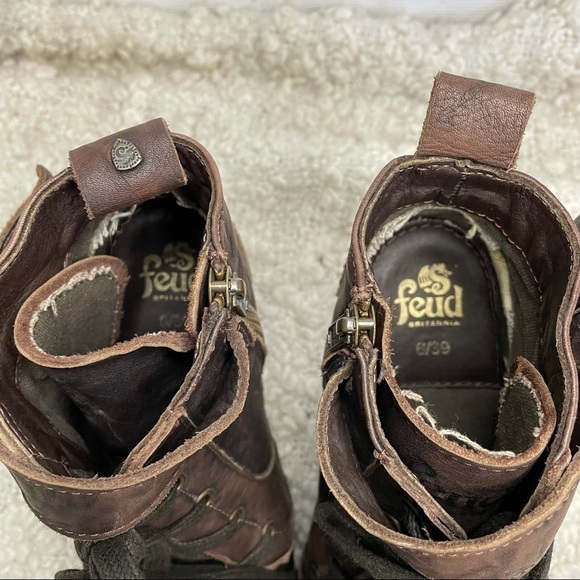 FEUD Britannia EUC Brown Leather Lace Up Heeled Boots 6 - Picture 9 of 9